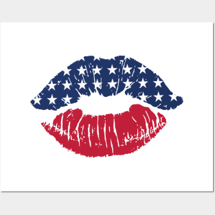 Red White Blue Lips Independence Day Patriotic Family Posters and Art